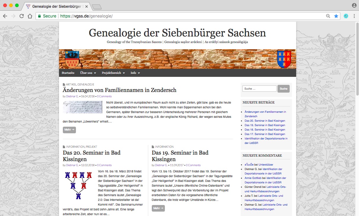 Genealogie der Siebenbuerger Sachsen - Web